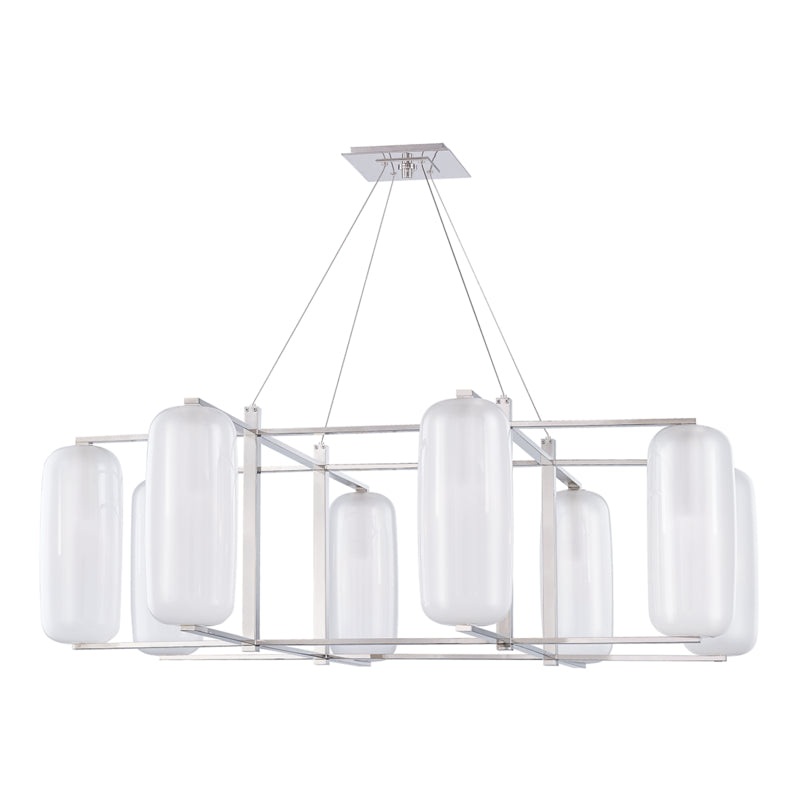 Eight Light Chandelier from the Pebble Collection in Polished Nickel Finish by Hudson Valley