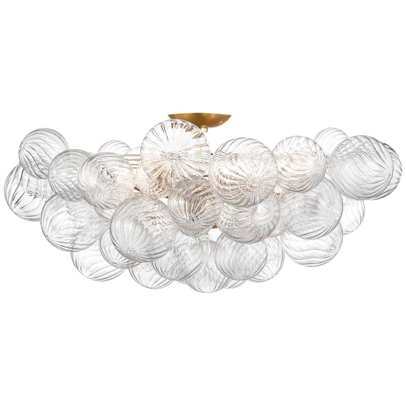 LED Flush Mount from the Talia Collection in Gild And Clear Swirled Glass Finish by Visual Comfort Signature