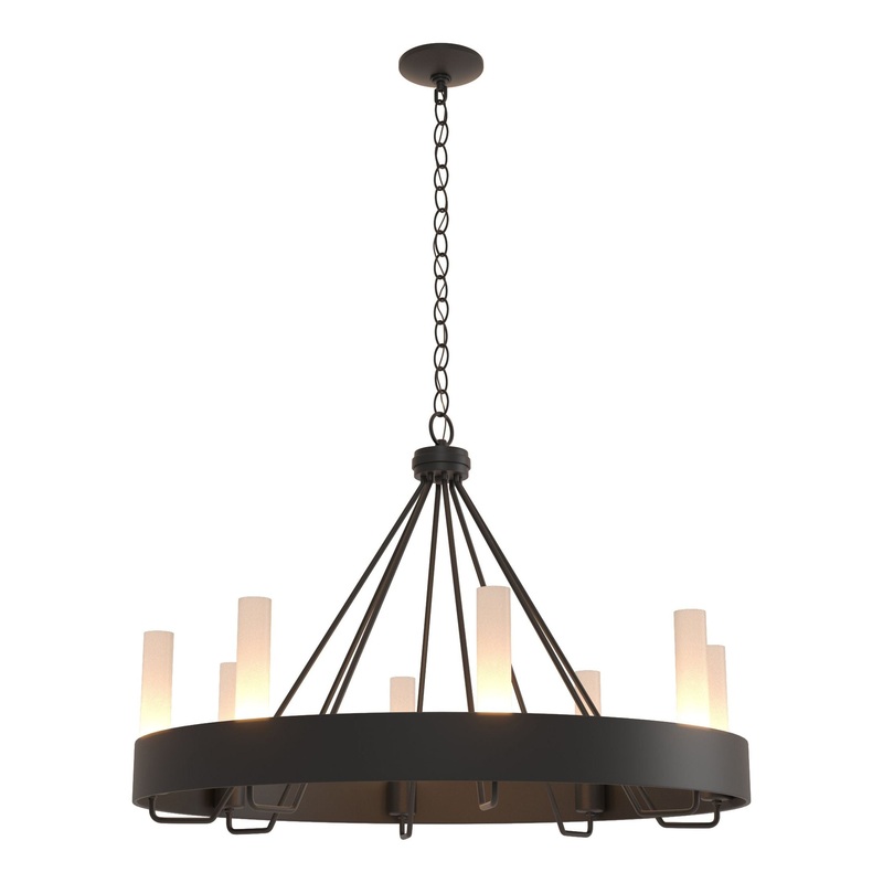 Banded Ring Chandelier Black Frosted Glass