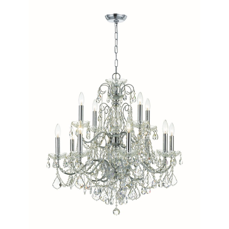 Crystorama 3228-CH-CL-SAQ Imperial 12 Light Chandelier Polished Chrome