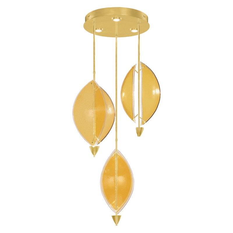 Embark 28.5″W Round Pendant Gold Leaf/Amber