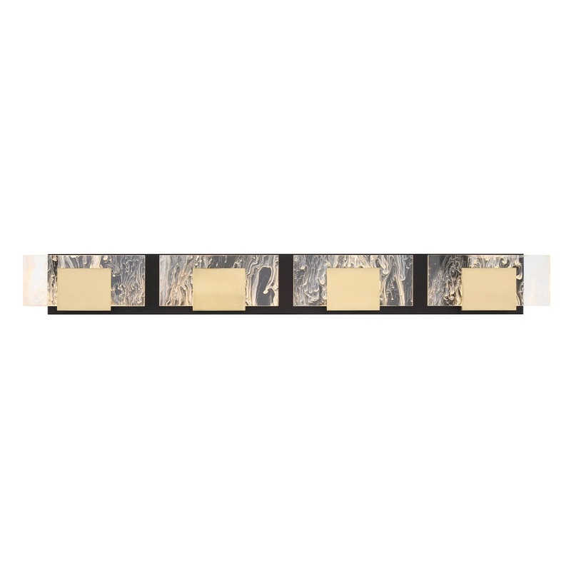 LED Vanity from the Kasha Collection in Black and Brass Finish by Eurofase