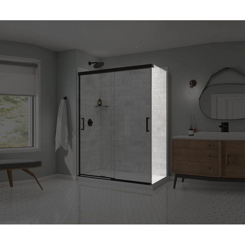 MAAX 136560-900-340-000 Incognito 76 Return Panel for 32 in. Base with Clear glass in Matte Black