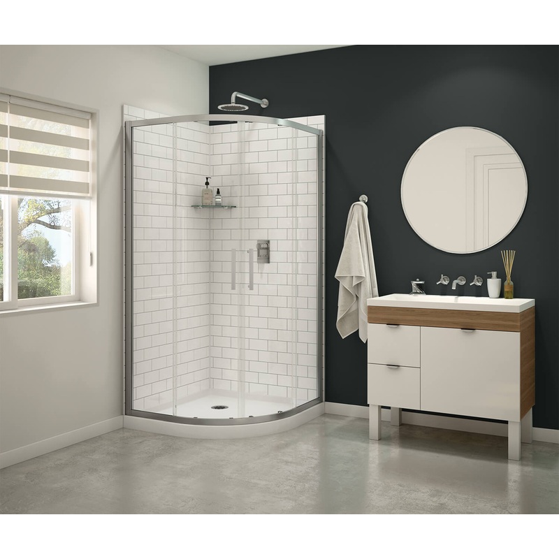 MAAX 300021-900-340-000 Daisy 38 x 38 Acrylic Center Drain Shower Kit in White with Clear glass  in Chrome