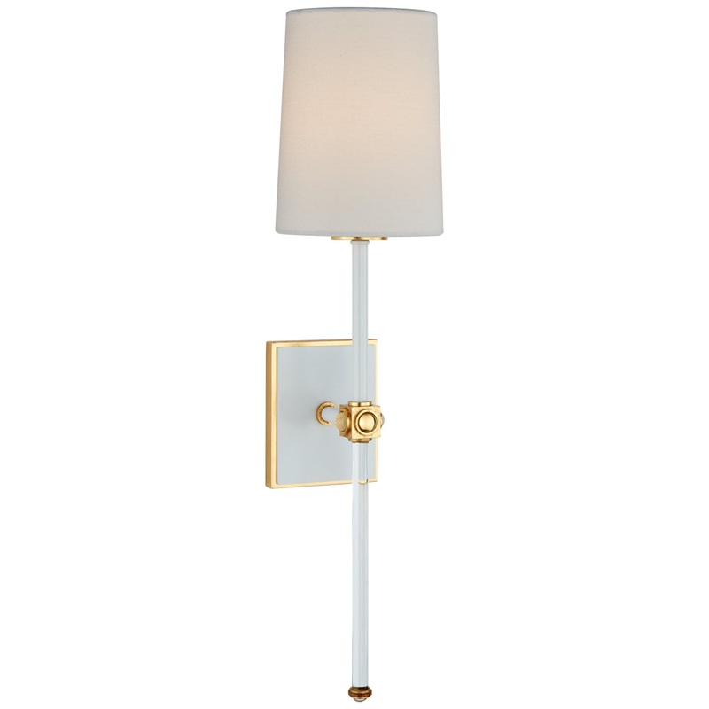 One Light Wall Sconce from the Lucia Collection in White And Crystal Finish by Visual Comfort Signature