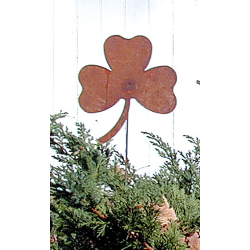 Village Wrought Iron RGS-53 Shamrock Rusted Garden Stake
