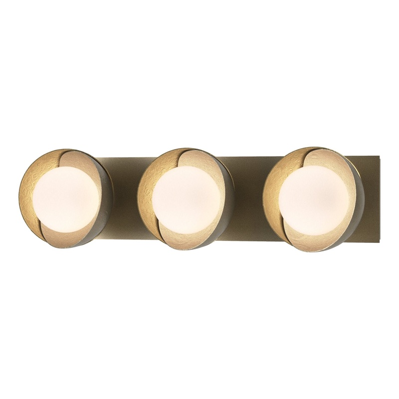 Brooklyn 3-Light Straight Double Shade Bath Sconce Soft Gold Modern Brass