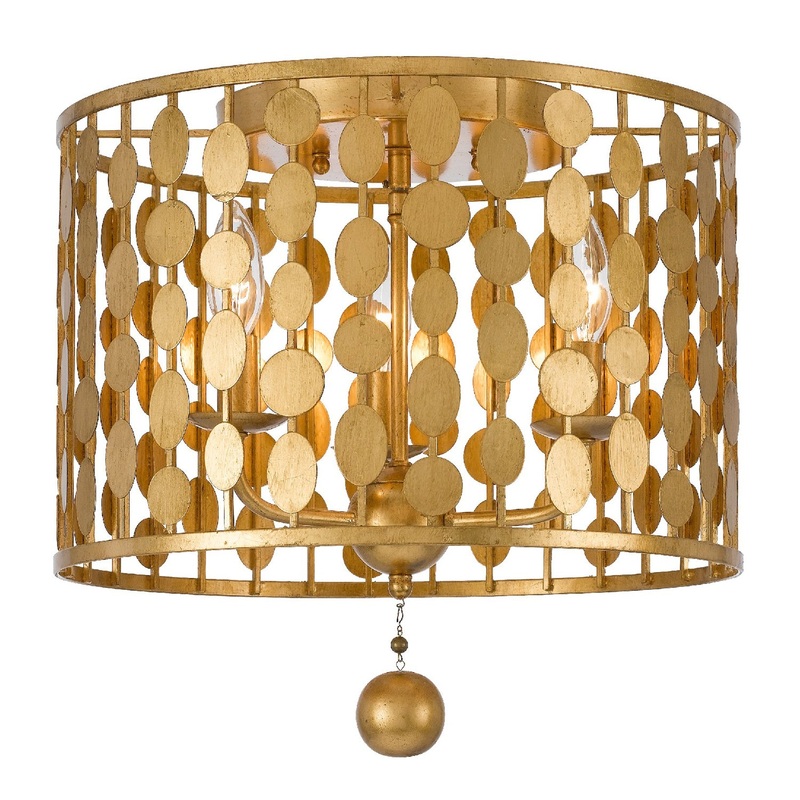 Crystorama 544-GA Layla Three Light Flush Mount Antique Gold