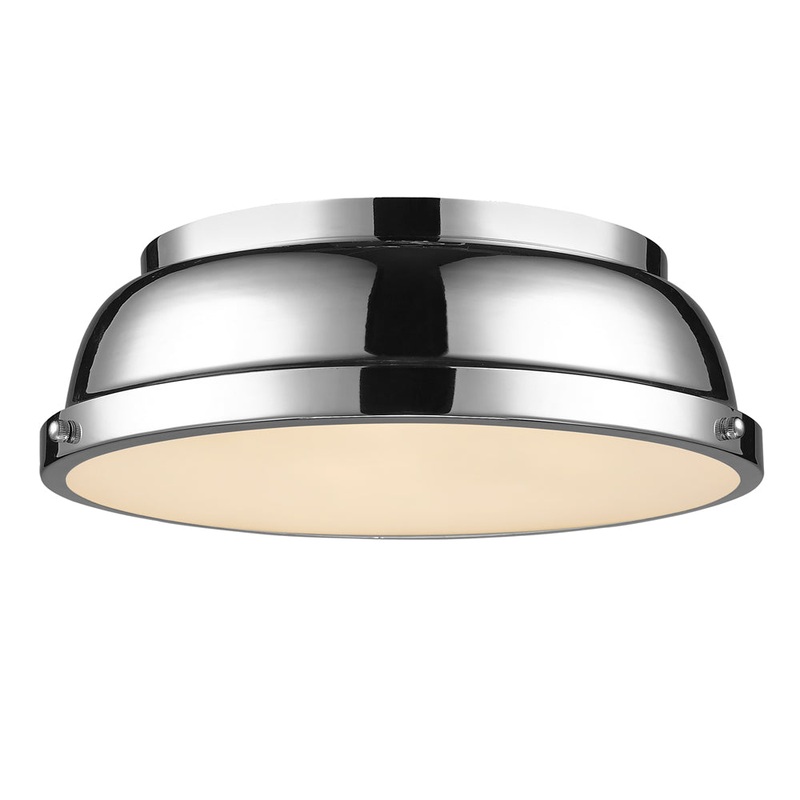 Duncan 14″ Flush Mount in Chrome with a Chrome Shade