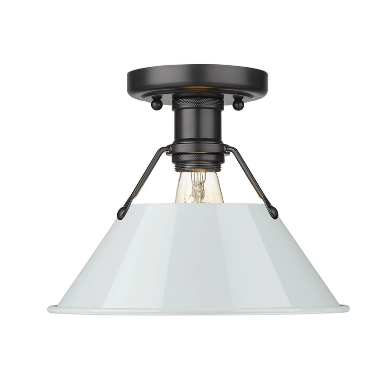 One Light Flush Mount from the Orwell Collection in Matte Black Finish by Golden