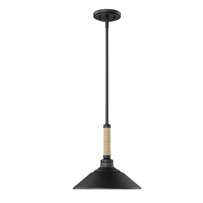 One Light Pendant from the Journey Collection in Natural Black Finish by Golden