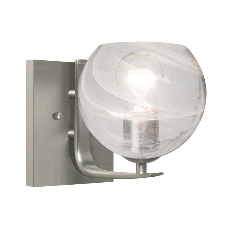 One Light Vanity from the Jilly Collection in Satin Nickel Finish by Besa