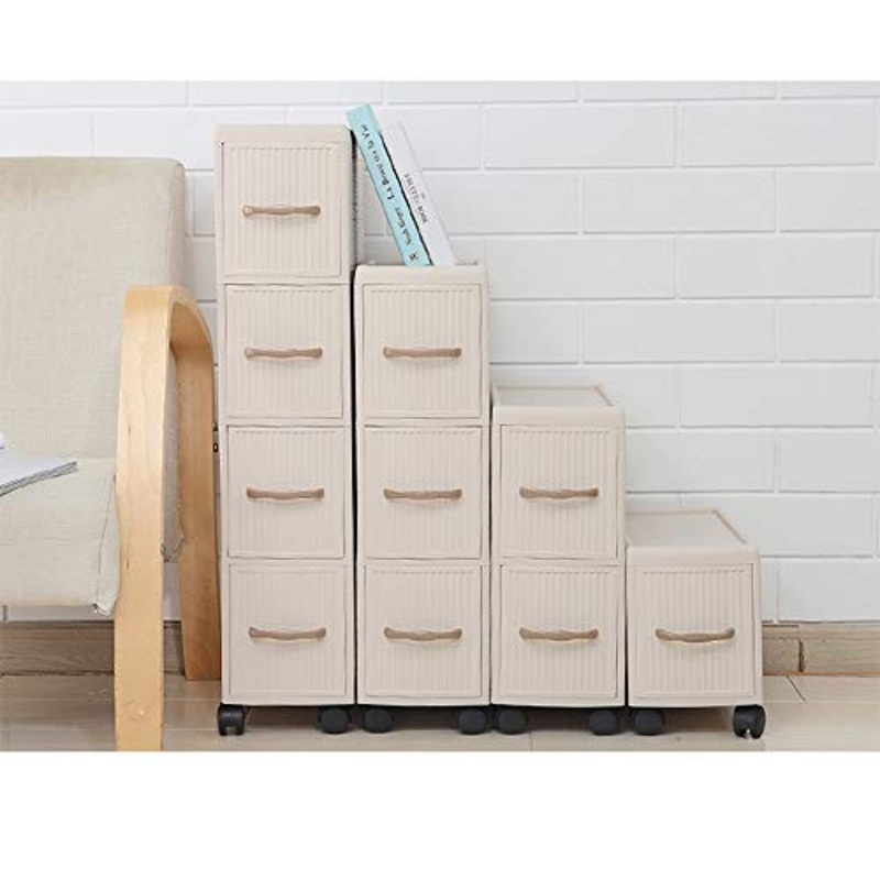 SuDeLLong Cassettiere in plastica per Abbigliamento Mensole Cassettiera Bagagli Cabinet for Camera da Letto Bagno Alto Tallboy Armadio S (Color : White, Size : 18X43X45cm)