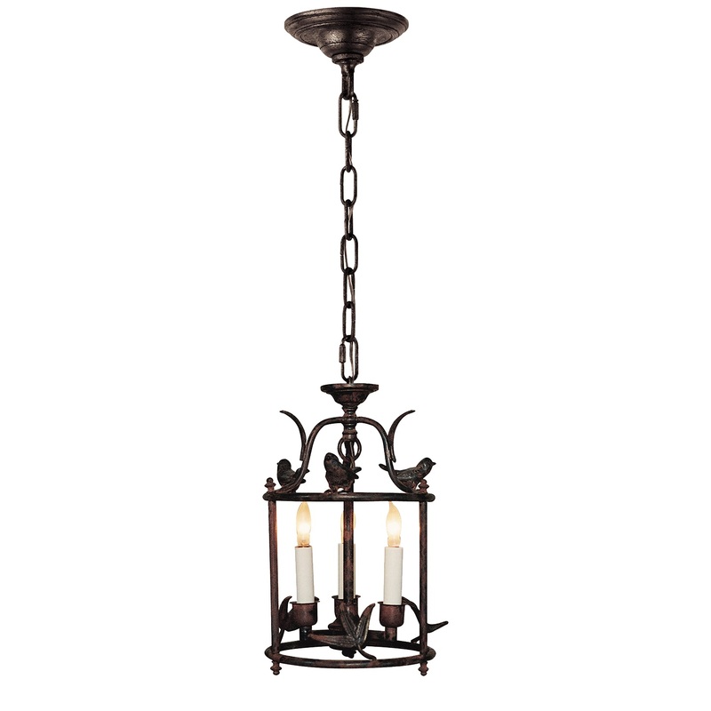 Three Light Lantern from the Diego Collection in Hand Painted Rust Finish Finish by Visual Comfort Signature
