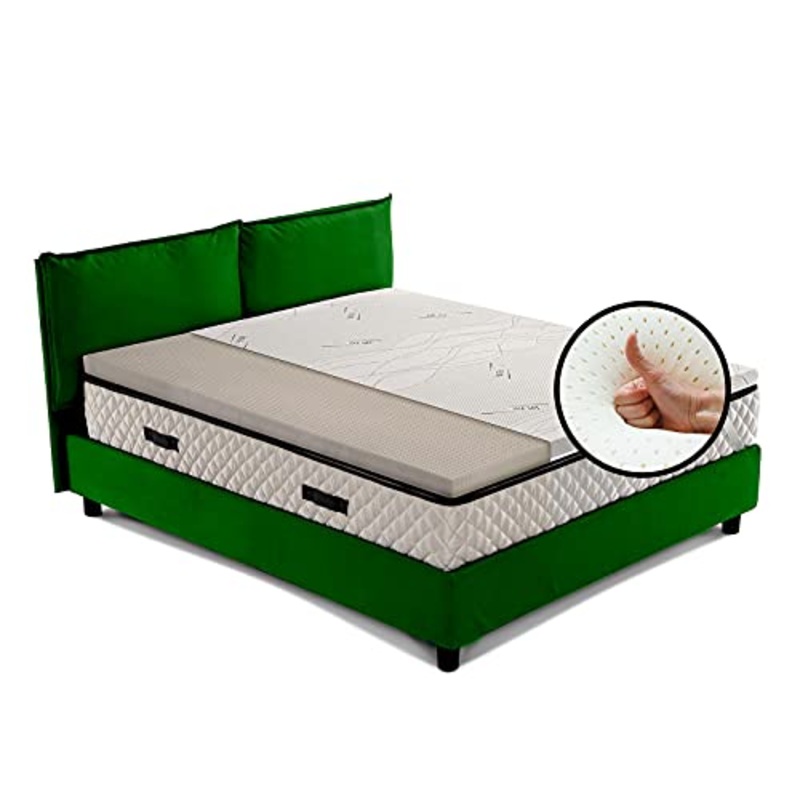 Topper lattice, sopramaterasso in 100% LATTICE ANALLERGICO, Alto 4 cm con tessuto antimicrobico sfoderabile 4 lati con filo in ARGENTO  STAR LATEX singolo 80×200