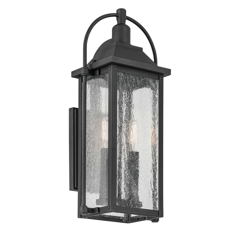 Two Light Outdoor Wall Mount from the Harbor Row Collection in Textured Black Finish by Kichler