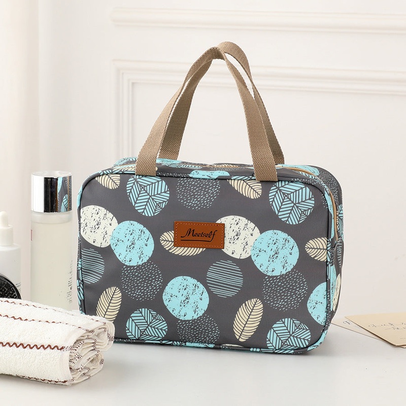 Versatile Portable Handled Bag – Durable Waterproof Fabric, Ideal for Toiletries, Lunch & Travel(Leaves)