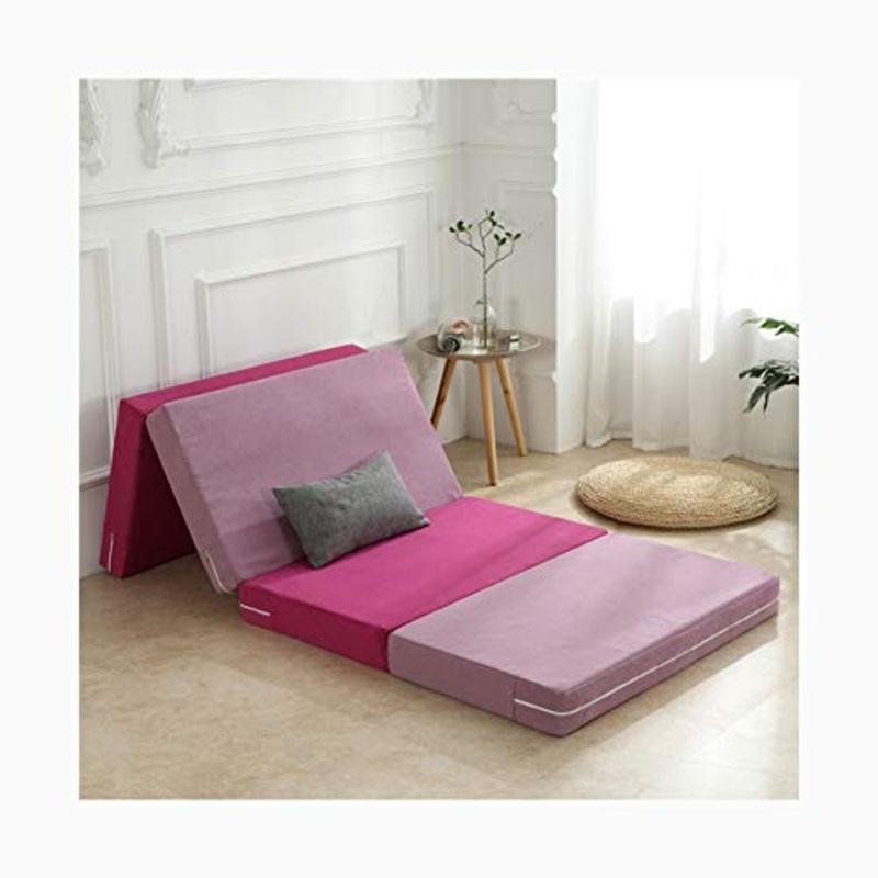 YANGLY 10 Centimetri di Spessore Multifunzionale Materasso Pieghevole Fold 4 Materasso for Pausa Pranzo Mats, Mats Gioco, Tatami, Letti A Castello (Color : Striped Powder, Size : 24x79inch)