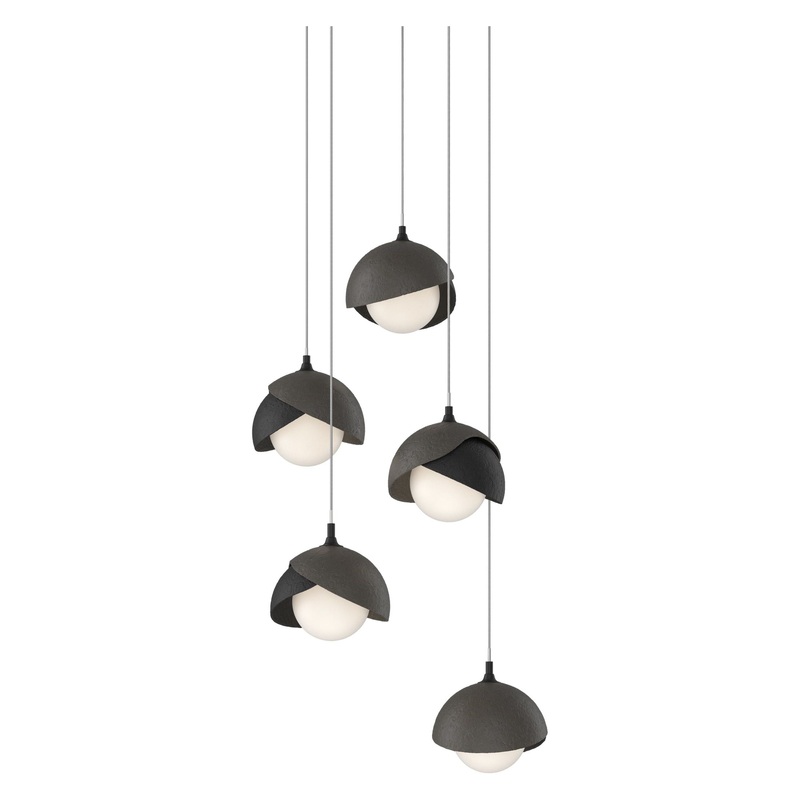 Brooklyn 5-Light Double Shade Pendant Black Dark Smoke