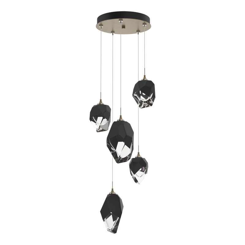 Chrysalis 5-Light Mixed Crystal Pendant Soft Gold Black Crystal (BP)