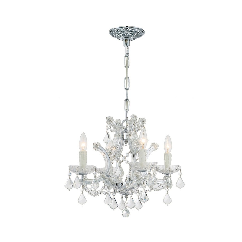 Crystorama 4474-CH-CL-S Maria Theresa Four Light Mini Chandelier Polished Chrome