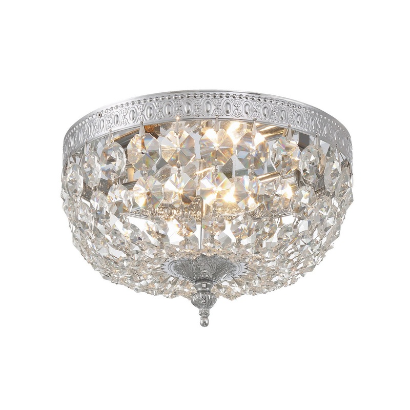 Crystorama 708-CH-CL-S Ceiling Mount Two Light Flush Mount Polished Chrome