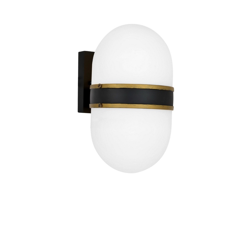 Crystorama CAP-8501-MK-TG Capsule One Light Outdoor Wall Sconce Matte Black / Textured Gold