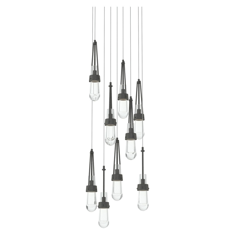 Link 9-Light Clear Glass Pendant Natural Iron