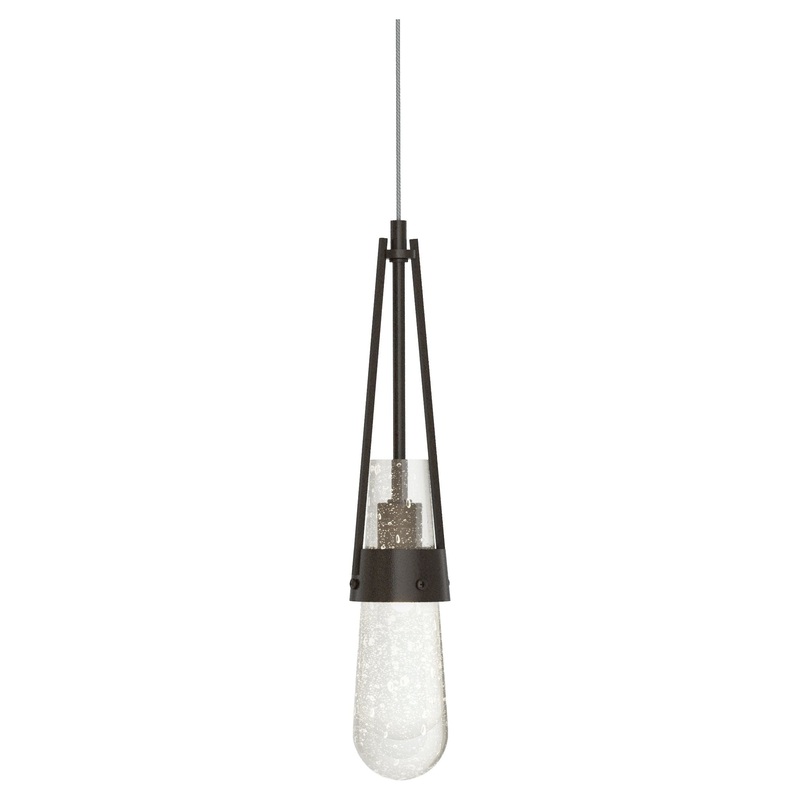 Link Blown Glass Low Voltage Mini Pendant Oil Rubbed Bronze Clear Bubble Glass (YG)