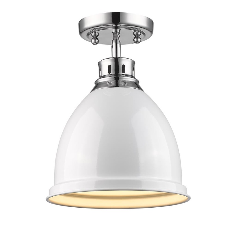 One Light Flush Mount from the Duncan CH Collection in Chrome Finish by Golden
