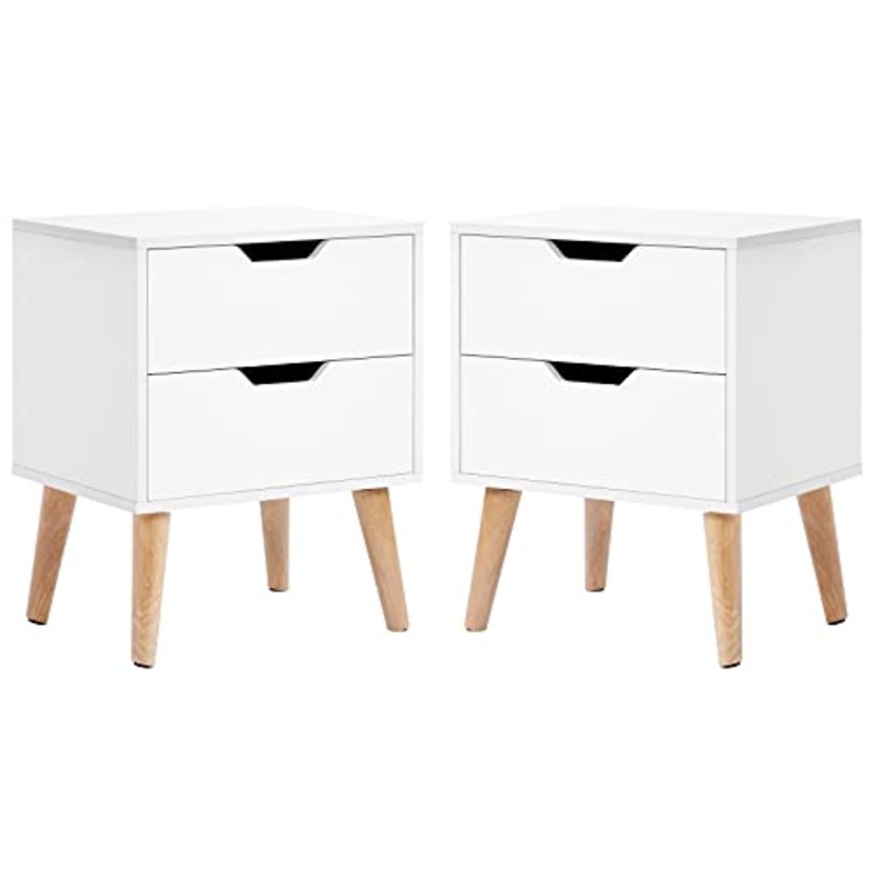 Q-HL Comodino Set di 2 Comodini Comodino Stile Nordico Cabinet con 2 Cassetti Armadio da Incasso Ad Incasso per Camera da Letto Soggiorno, 45 * 35 * 56,5 Cm Bianco