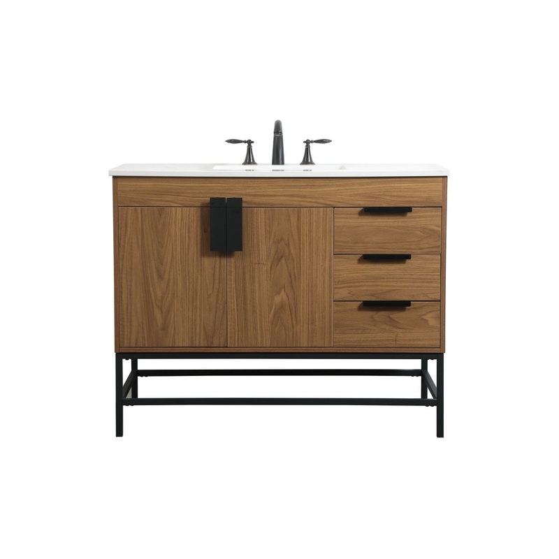 Single Bathroom Vanity from the Eugene Collection in Walnut Brown Finish by Elegant Lighting