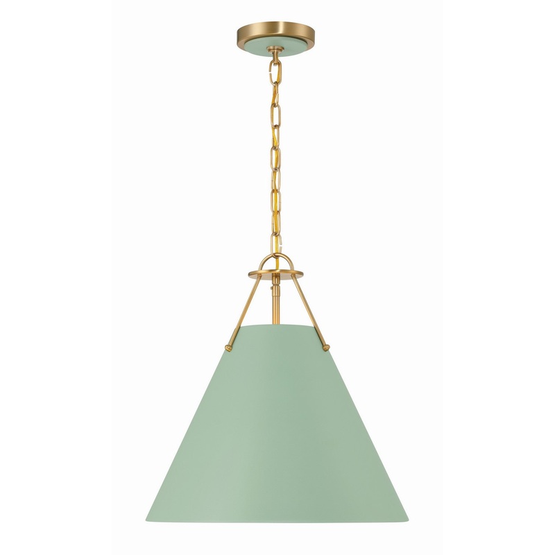 Three Light Pendant from the Xavier Collection in Vibrant Gold / Green Finish by Crystorama