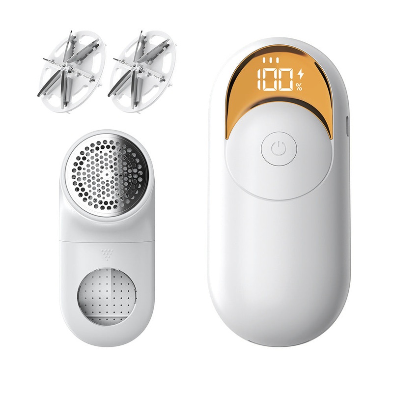 White Digital Display Electric Lint Remover – 3-Speed USB Rechargeable Fabric Shaverc