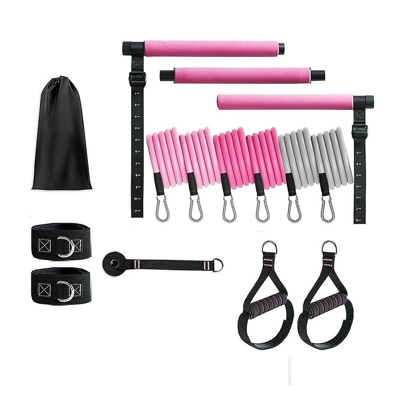 14pc Pilates Bar Kit with Resistance Bands & Belt  Multifunctional Fitness Pedal Puller for Home Workout