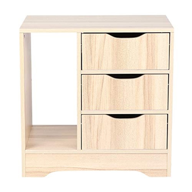Dsrgwe Comodini Cassetto del Comodino del Cassettone di 3 Cassetti Laterale del Lato della Tavola dell’Alto Lucido Beige per Soggiorno E Camera da Letto