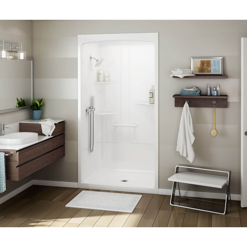 MAAX 107004-000-001 ALLIA SHR-4834 Acrylic Alcove Center Drain One-Piece Shower in White