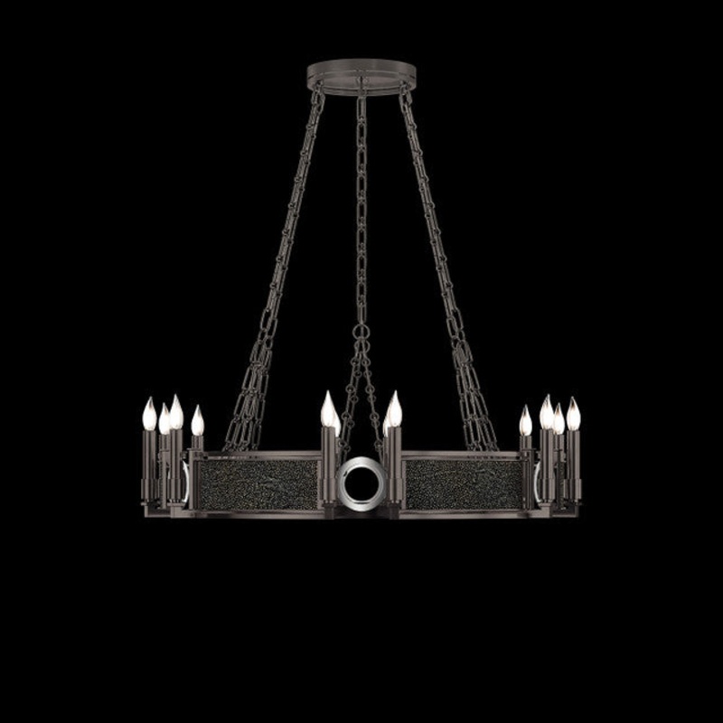 Mirage 35.75″W Round Chandelier Midnight Steel/Nickel/Black Knight