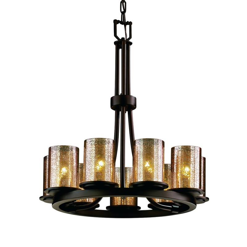 Nine Light Chandelier from the Fusion Collection in Dark Bronze Finish by Justice Designs