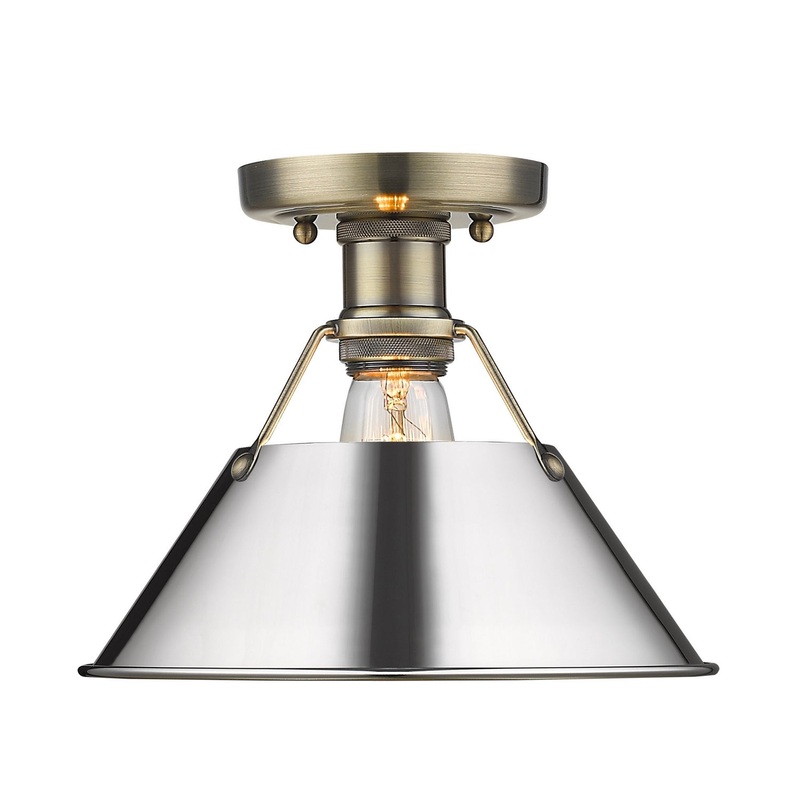 One Light Flush Mount from the Orwell Collection in Aged Brass Finish by Golden