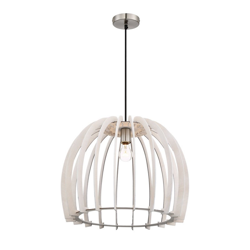 One Light Pendant from the Wood Collection in White Finish by Arnsberg