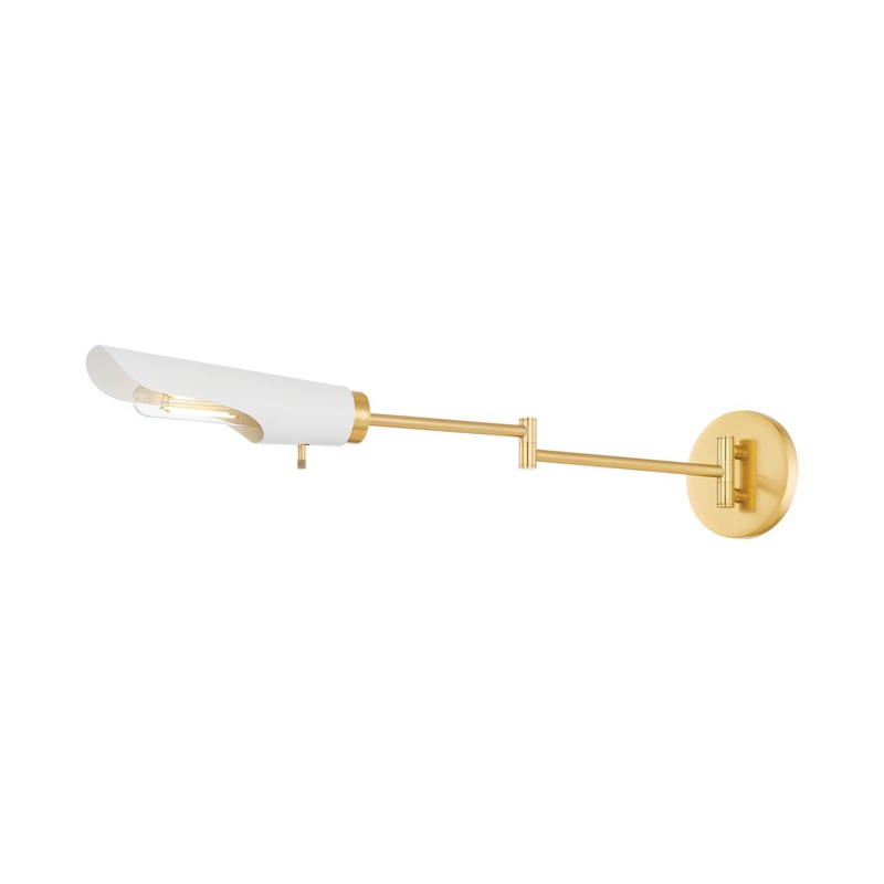 One Light Wall Sconce from the Harperrose Collection in Aged Brass/Soft White Finish by Mitzi