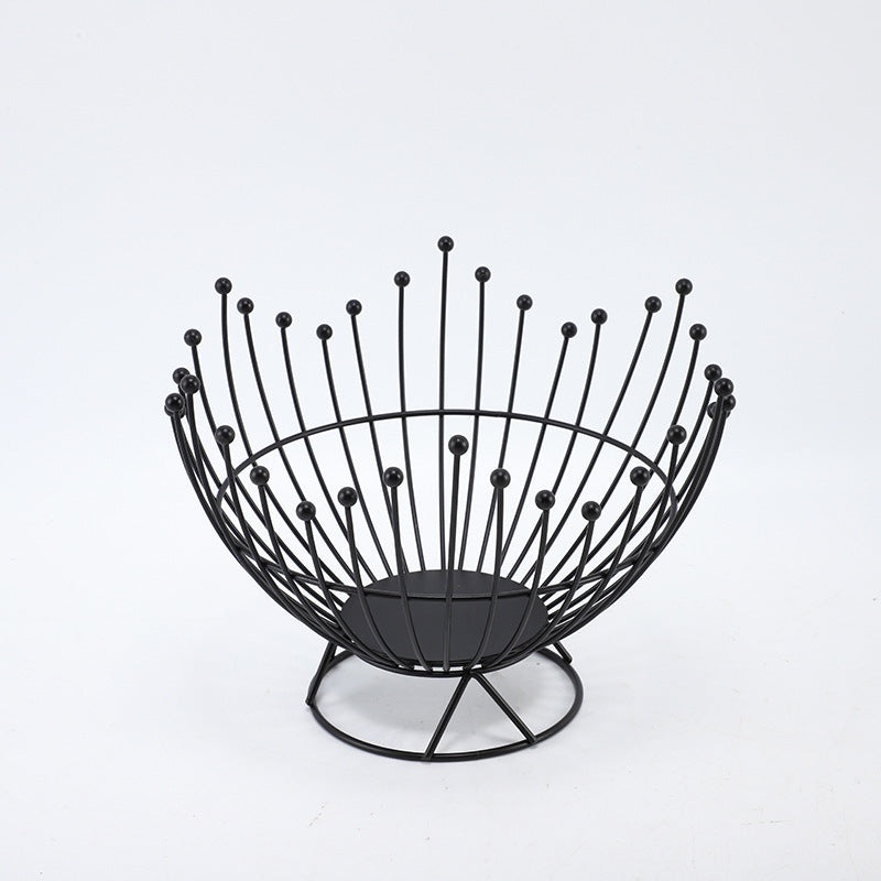 Pedestal Base Black Modern Metal Wire Fruit Basket Bowl – Countertop Storage for Fruit & Snacks