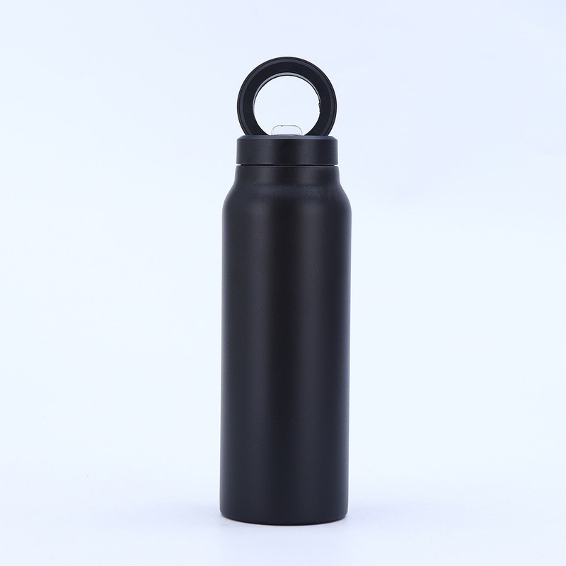 Stainless Steel Insulated Water Bottle with Integrated Magnetic Phone Stand – Black (24oz)