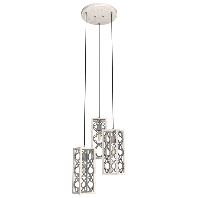Three Light Cluster from the Gablecrest Collection in Distressed White Finish by Hunter