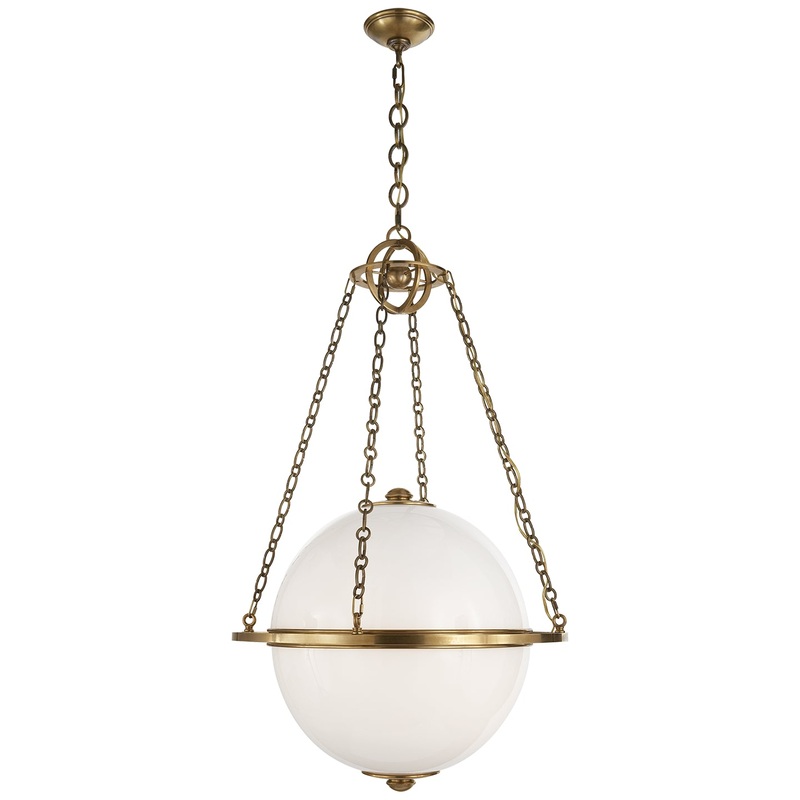 Two Light Lantern from the Modern Globe Collection in Antique-Burnished Brass Finish by Visual Comfort Signature