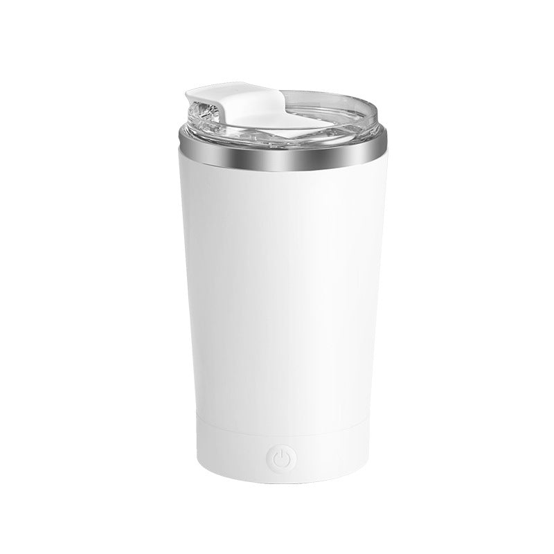 White 316 Stainless Steel Rechargeable Electric Self-Stirring Mug – 420ml Automatic Mixing Cup with Magnetic Rotor