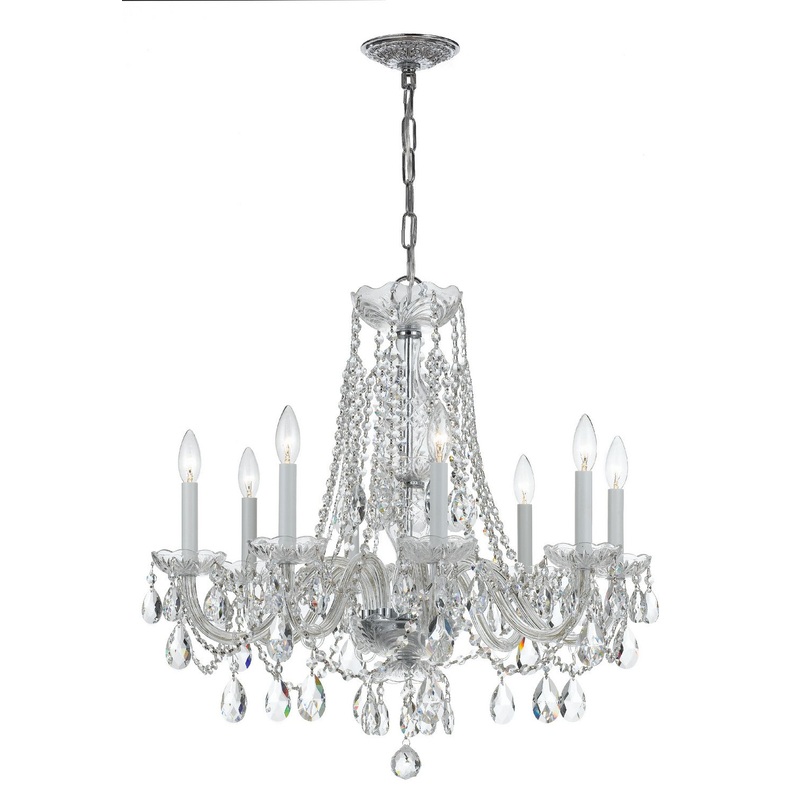 Crystorama 1138-CH-CL-MWP Traditional Crystal Eight Light Chandelier Polished Chrome
