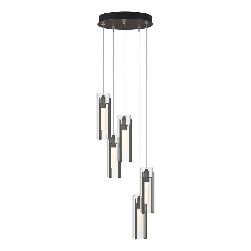Exos Glass 5-Light Pendant Dark Smoke Clear Glass (ZM)