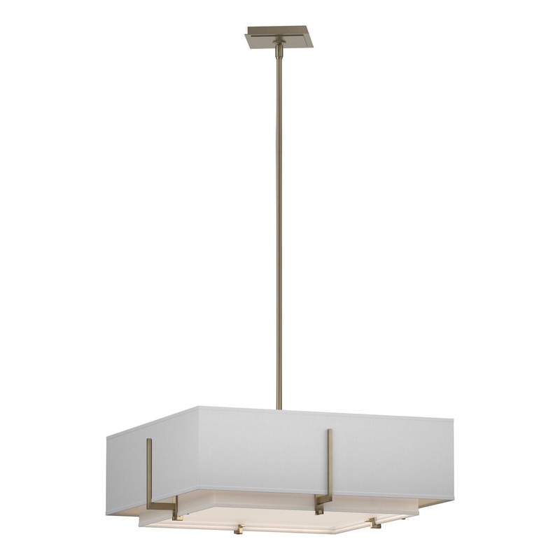 Exos Square Double Shade Pendant Soft Gold Natural Anna Inner Shade & Natural Anna Outer Shade